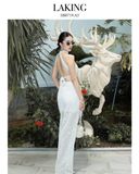  QUẦN TRẮNG KEM DÀI HOA PÉTALE D'IVOIRE TROUSERS Q1923 