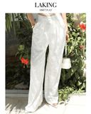  QUẦN TRẮNG KEM DÀI HOA PÉTALE D'IVOIRE TROUSERS Q1923 