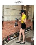  QUẦN SHORT NHUNG ĐEN VIỀN REN S737Q2 