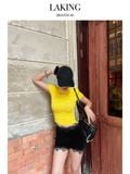  QUẦN SHORT NHUNG ĐEN VIỀN REN S737Q2 