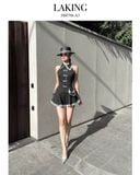  QUẦN SHORT XÁM ĐEN VIỀN REN PEARL LINE Q9291 