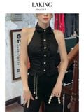  QUẦN ĐEN VIỀN REN LỬNG LACE BIKER CHAIN PANTS + XÍCH Q95912 