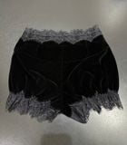  QUẦN SHORT NHUNG ĐEN VIỀN REN S737Q2 
