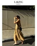  ÁO YẾM NÂU CỔ SƠ MI SỌC ĐEN AMBER DUNE A9469 