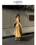  ÁO YẾM NÂU CỔ SƠ MI SỌC ĐEN AMBER DUNE A9469 