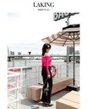  ÁO HỒNG TRỄ VAI NƠ ĐEN VẠT CHÉO SCARLET  S679A3 