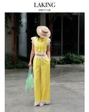  ÁO SƠ MI VÀNG TAY NGẮN VIỀN REN DAISY A11515 