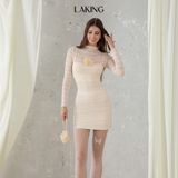 CREAMY LACE DRESS ĐẦM REN KEM SỌC NGANG D7181 