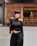  ÁO ĐEN LỆCH VAI + CỔ ÁO A3094 