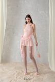  Pink Flower Halter Dress Đầm Hồng Ngắn Cổ Yếm Hoa D7231 