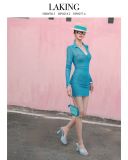  ĐẦM XANH AQUA NGẮN TAY DÀI THUN LƯỚI D5303 