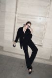  Velour Zebra Straight Pants Quần đen dài ống suông Vân Nhung Q9653 