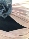  ĐẦM ĐEN NGẮN PHỐI TAY LƯỚI ĐÍNH HOA D6681 