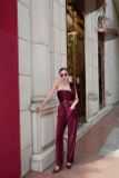  Burgundy Velvet Curve Jumpsuit JUM DÀI ĐỎ NHUNG +BELT ĐỎ  J231 