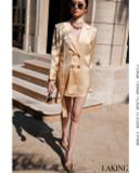  ĐẦM VÀNG VEST LỤA TAY DÀI Champagne Silk Blazer - D1476 