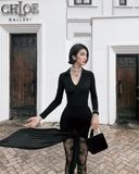  FEATHER BLACK DRESS ĐẦM ĐEN D7972 