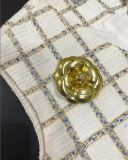  Ivory GoldLined Tweed Vest Áo Trắng Ghile+HOA GOLD A9622 