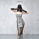  ESCAPE STRIPES CROSS DRESS ĐẦM SỌC TRẮNG ĐEN D7651 