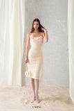  Creamy Lace Dress Đầm Ren Thun Hai Dây Ôm Body D7161 