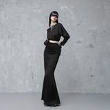  BLACK LONG SKIRT Váy đen latin S688v1s 