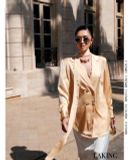  ĐẦM VÀNG VEST LỤA TAY DÀI Champagne Silk Blazer - D1476 