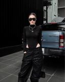  Panther Cut Bodysuit ÁO ĐEN BODYSUIT TAY DÀI  A11641 