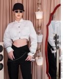  White Metropolitan Pocket Crop ÁO TRẮNG SƠMI TAY DÀI A2762 