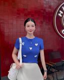  ÁO XANH THUN COBAN TN+ 2 TIM XANH + 3 TIM TRẮNG A93816 