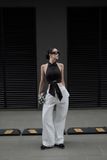  QUẦN TRẮNG DÀI DÂY RÚT ORIGAMI WAIST PANTS    -    S705Q1 