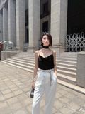  ÁO ĐEN NHUNG HAI DÂY +CHOKER   A8615 