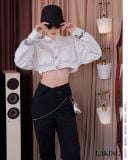  White Metropolitan Pocket Crop ÁO TRẮNG SƠMI TAY DÀI A2762 