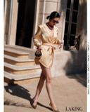  ĐẦM VÀNG VEST LỤA TAY DÀI Champagne Silk Blazer - D1476 