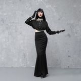  BLACK LONG SKIRT Váy đen latin S688v1s 