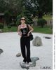  QUẦN ĐEN VIỀN BẠC DÀI THUN ĐAN DÂY  Black Silver Flow Wide-Leg Pants -   S674Q2 
