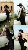  SET 2 ĐẦM ĐEN NHUNG + ĐẦM 2 DÂY  D7326 