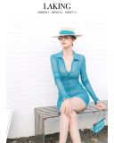  ĐẦM XANH AQUA NGẮN TAY DÀI THUN LƯỚI D5303 