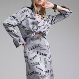  TIME MONOGRAM LONGSKIRT VÁY XÁM S723V1 