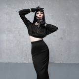  BLACK LONG SKIRT Váy đen latin S688v1s 