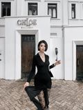  FEATHER BLACK DRESS ĐẦM ĐEN D7972 