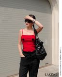  ÁO ĐỎ HAI DÂY VIỀN ĐEN  + 2 TIM ĐEN  Scarlet Heart Camisole A96116 