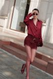  Burgundy Satin Shirt - ÁO ĐỎ SƠMI TAY DÀI  A126108 