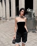  ÁO ĐEN CÚP NGỰC REN TRẮNG S739A1 