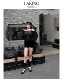  QUẦN SHORT NHUNG ĐEN VIỀN REN S737Q2 