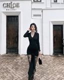  FEATHER BLACK DRESS ĐẦM ĐEN D7972 