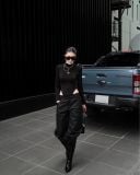  Panther Cut Bodysuit ÁO ĐEN BODYSUIT TAY DÀI  A11641 