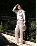  Silk Ash  Shirt - ÁO SOMI XÁM TAY DÀI A126109 
