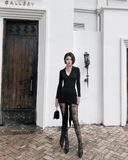  FEATHER BLACK DRESS ĐẦM ĐEN D7972 