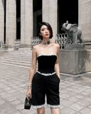  ÁO ĐEN CÚP NGỰC REN TRẮNG S739A1 