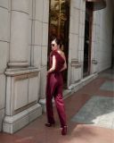  Burgundy Velvet Curve Jumpsuit JUM DÀI ĐỎ NHUNG +BELT ĐỎ  J231 
