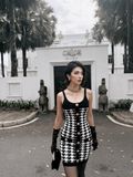  ĐẦM HOUNDSTOOTH ĐEN TRẮNG BM D8163 